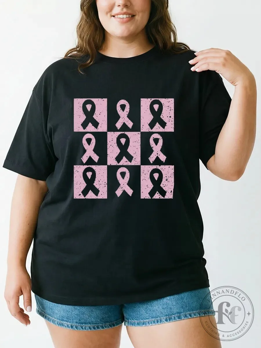 Breast Cancer Awareness Pink Ribbon Support Squad Graphic T-Shirt