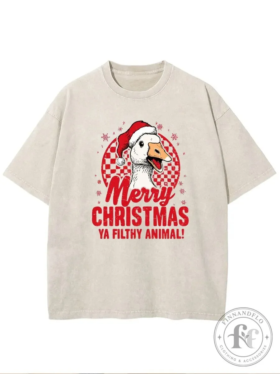 Merry Christmas Ya Filthy Animal Goose Funny Holiday T-Shirt