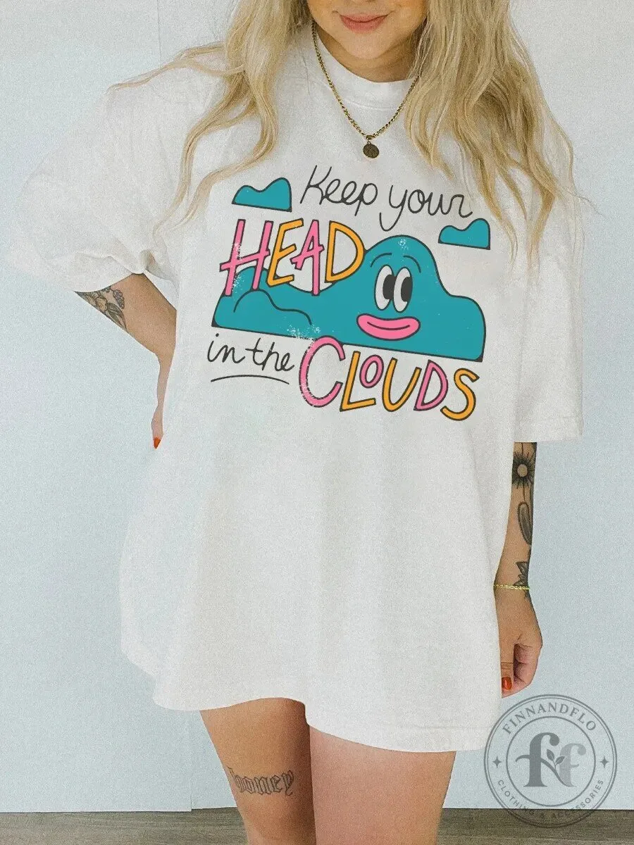 Keep Your Head In The Clouds Oversized Graphic T-Shirt