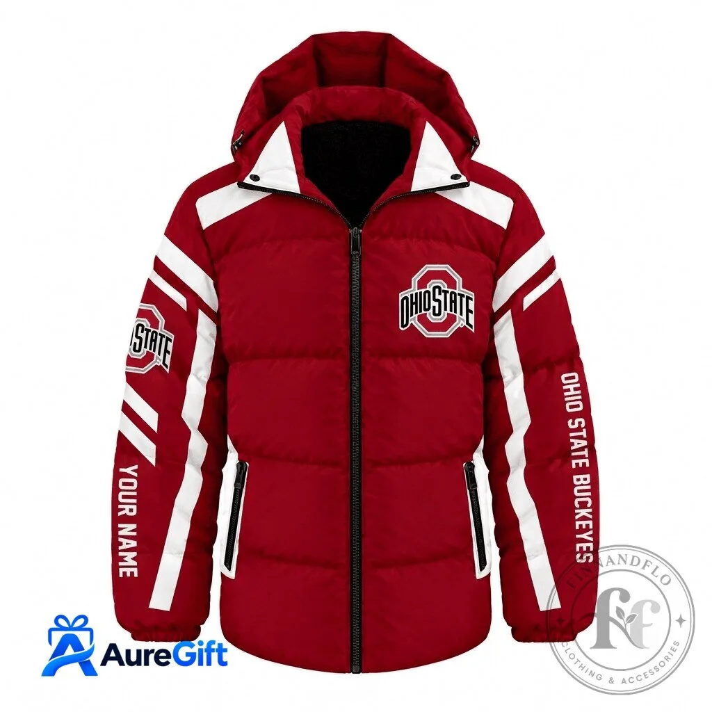 Ohio State Buckeyes NCAA Custom Name Waterproof Thickened Down Jacket