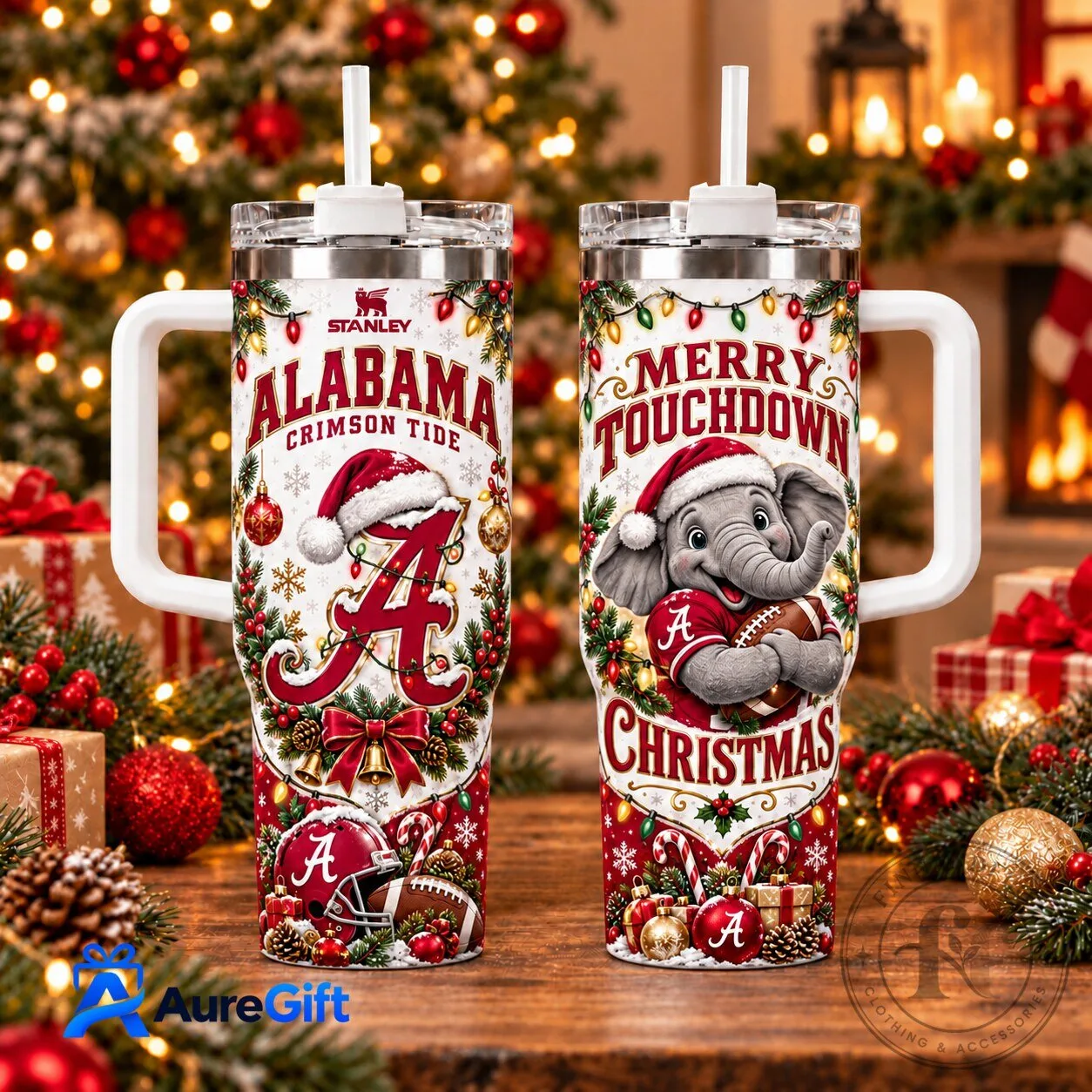 Alabama Crimson Tide Merry Touchdown Christmas Football Holiday Tumbler