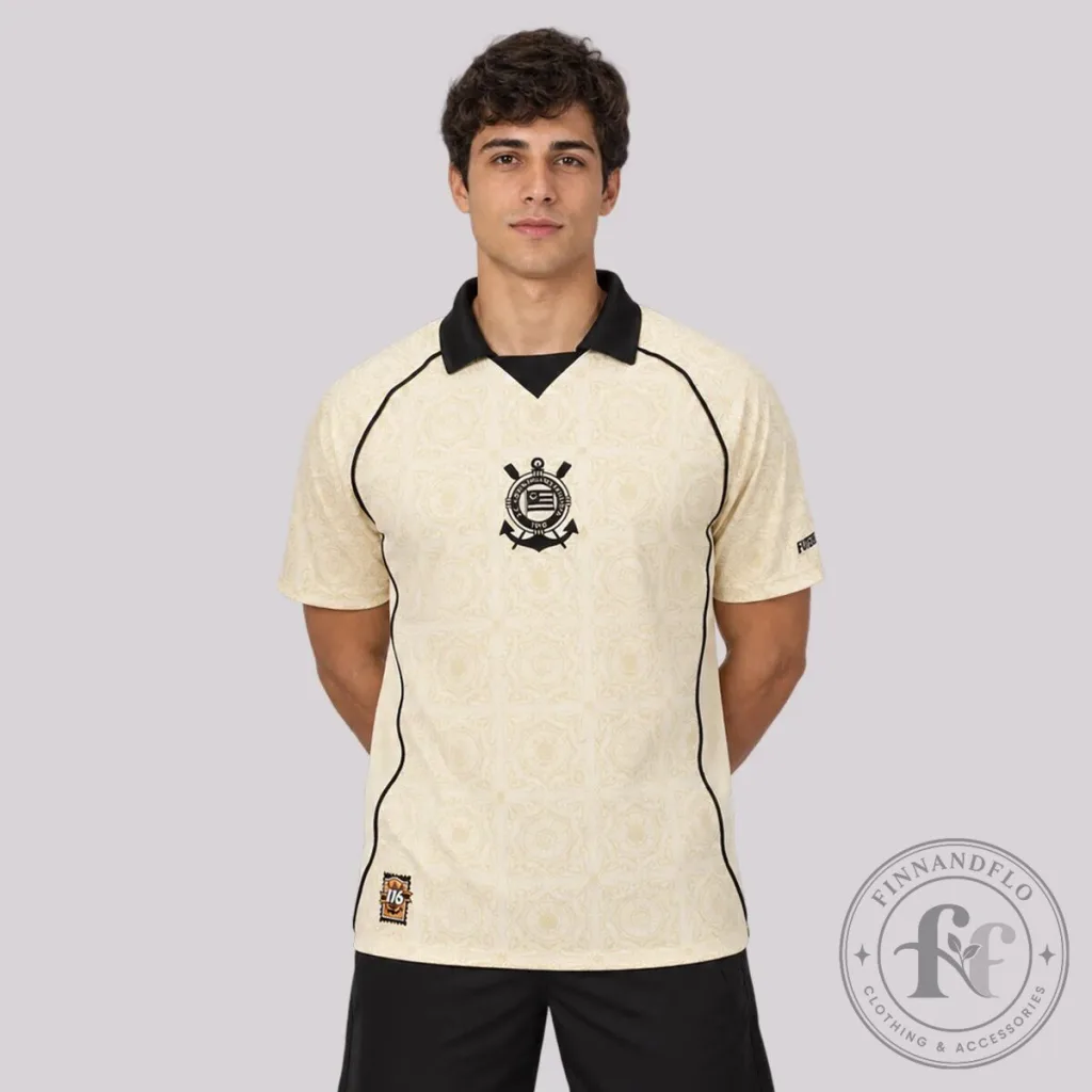 Corinthians 116 Years Beige Fan Polo Shirt Corinthians 116 Years Beige Fan Polo Shirt
