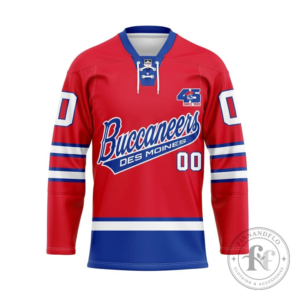 Des Moines Buccaneers USHL Ice Hockey Red Lace-Up Jersey 4 Des Moines Buccaneers USHL Ice Hockey Red Lace-Up Jersey