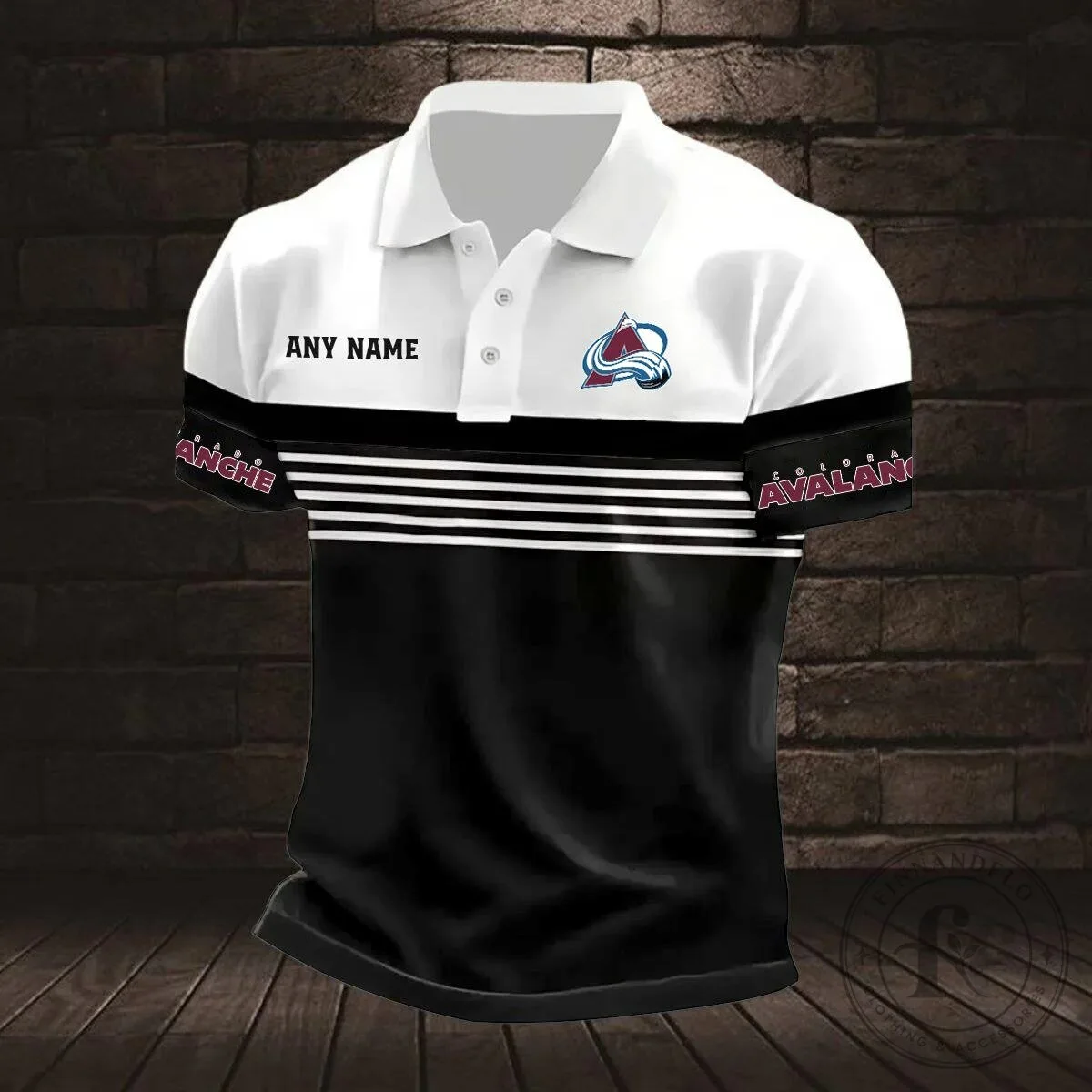 Colorado Avalanche Personalized Name Striped Multi Color Polo Shirt
