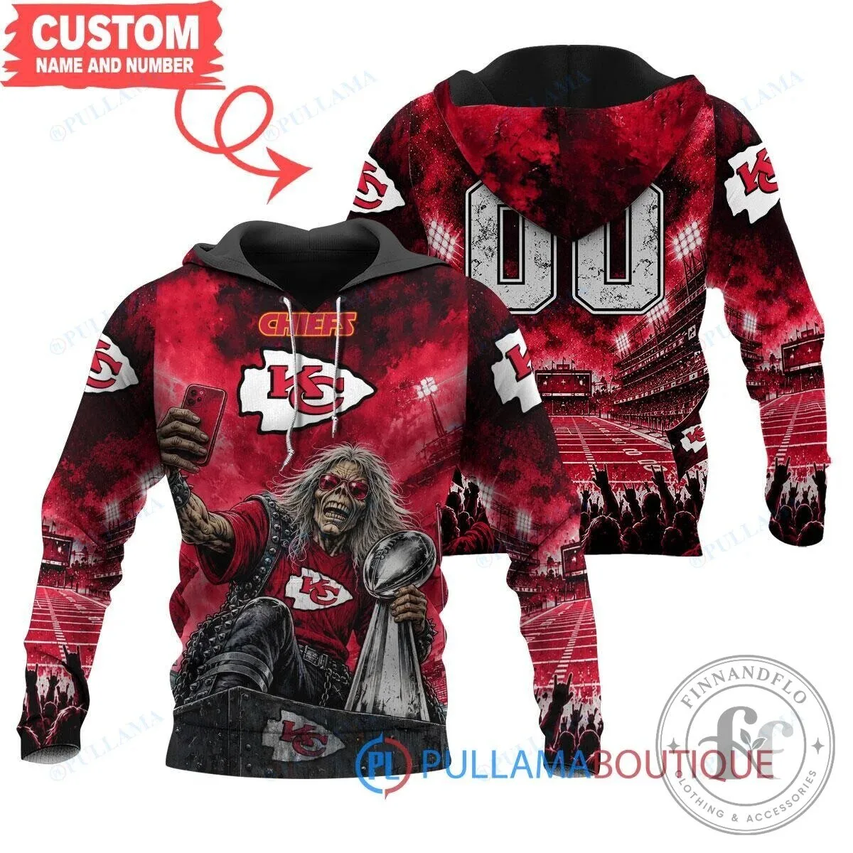 Kansas City Chiefs Iron Maiden Eddie Trophy Super Bowl Champions Hoodie