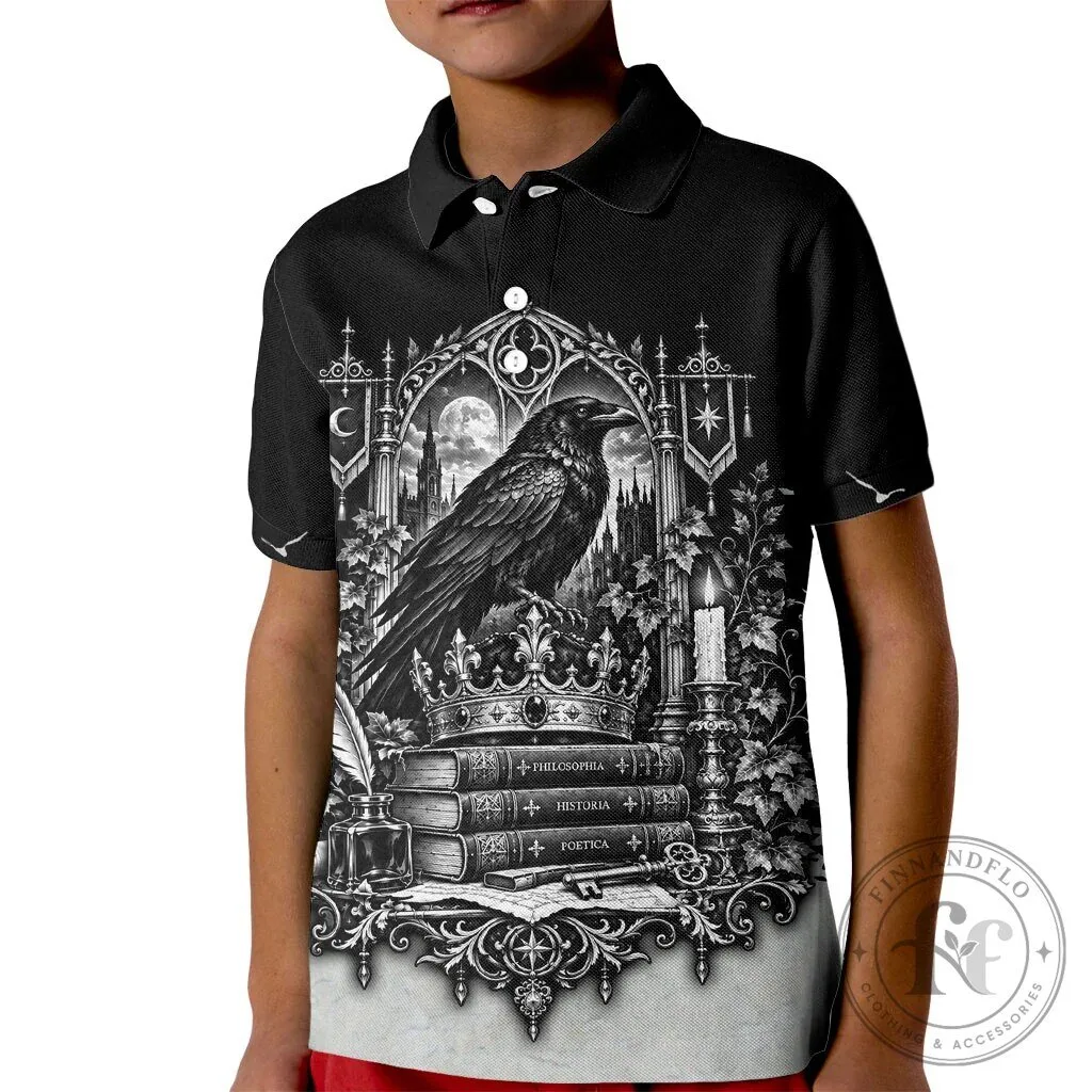 Dark Academia Raven Gothic Literature Vintage Bookish Aesthetic Polo Shirt