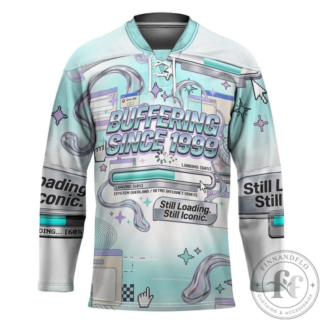 Buffering Since 1999 Y2K Retro Internet Vibes Aesthetic Hockey Jersey