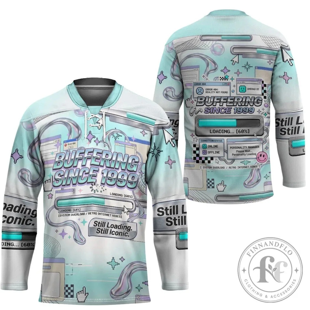 Buffering Since 1999 Y2K Retro Internet Vibes Aesthetic Hockey Jersey 9 Buffering Since 1999 Y2K Retro Internet Vibes Aesthetic Hockey Jersey