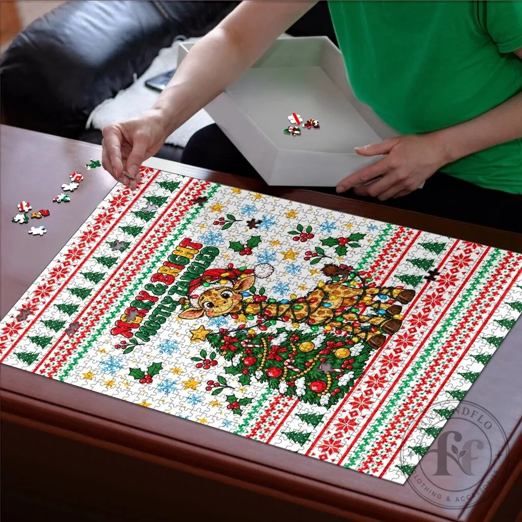 Christmas Giraffe Merry and Bright Mostly Tangled Holiday Jigsaw Puzzle 7 Christmas Giraffe Merry and Bright Mostly Tangled Holiday Jigsaw Puzzle