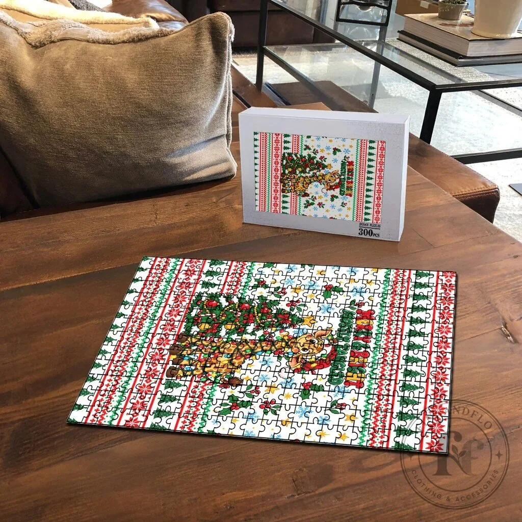 Christmas Giraffe Merry and Bright Mostly Tangled Holiday Jigsaw Puzzle 9 Christmas Giraffe Merry and Bright Mostly Tangled Holiday Jigsaw Puzzle
