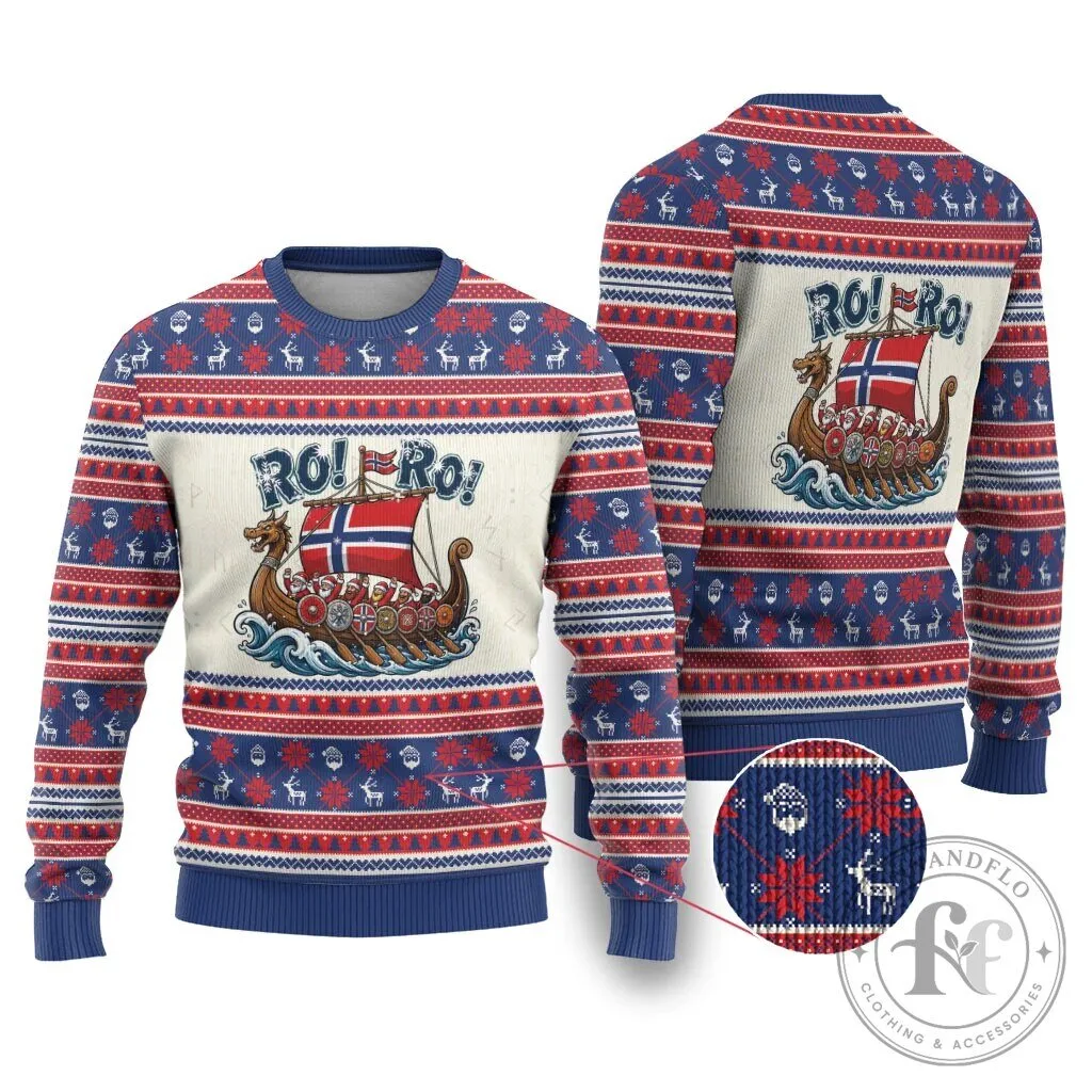 Norge Viking Santa Claus Ro Ro Ugly Christmas Holiday Sweater