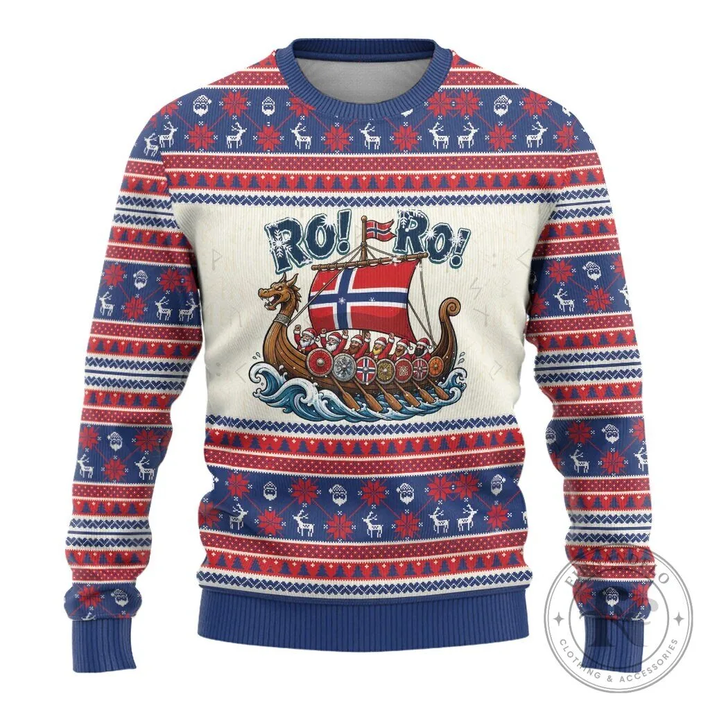 Norge Viking Santa Claus Ro Ro Ugly Christmas Holiday Sweater 10 Norge Viking Santa Claus Ro Ro Ugly Christmas Holiday Sweater