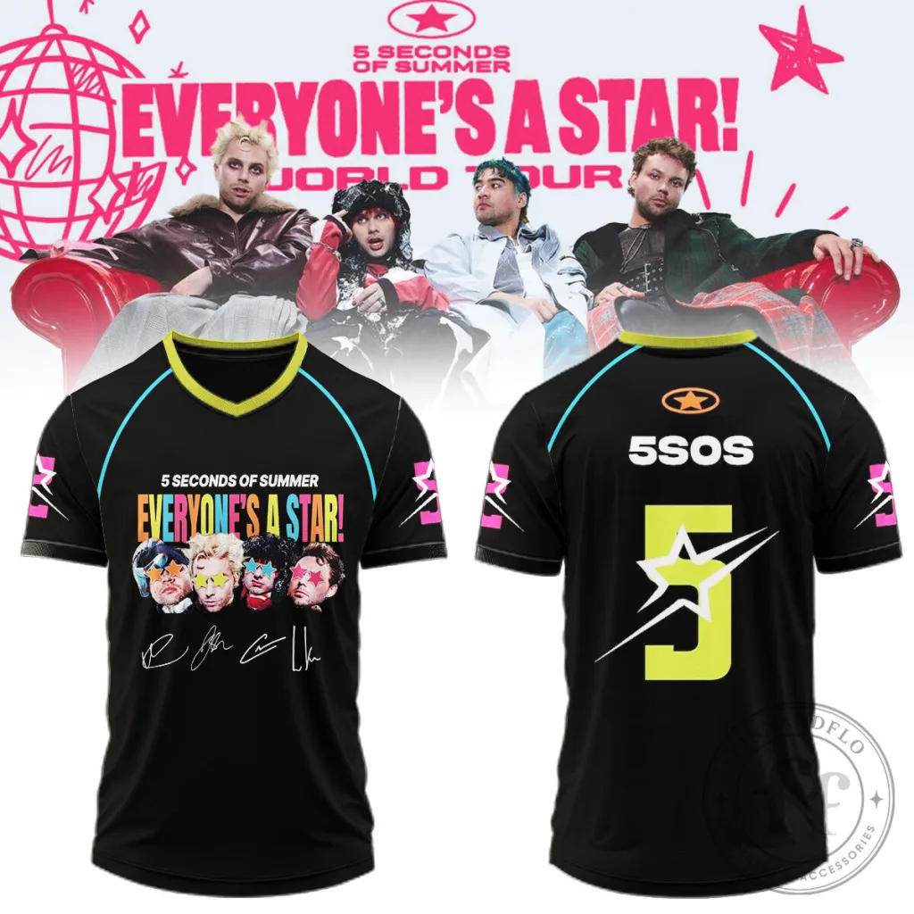 5 Seconds of Summer Everyone's A Star World Tour Black Jersey 5 Seconds of Summer Everyone's A Star World Tour Black Jersey