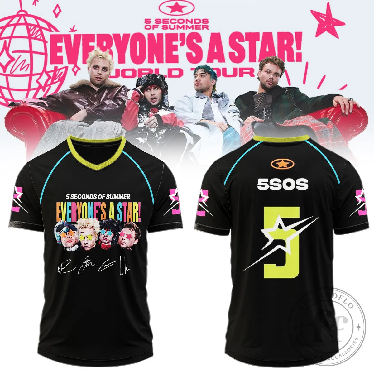 5 Seconds of Summer Everyone's A Star World Tour Black Jersey