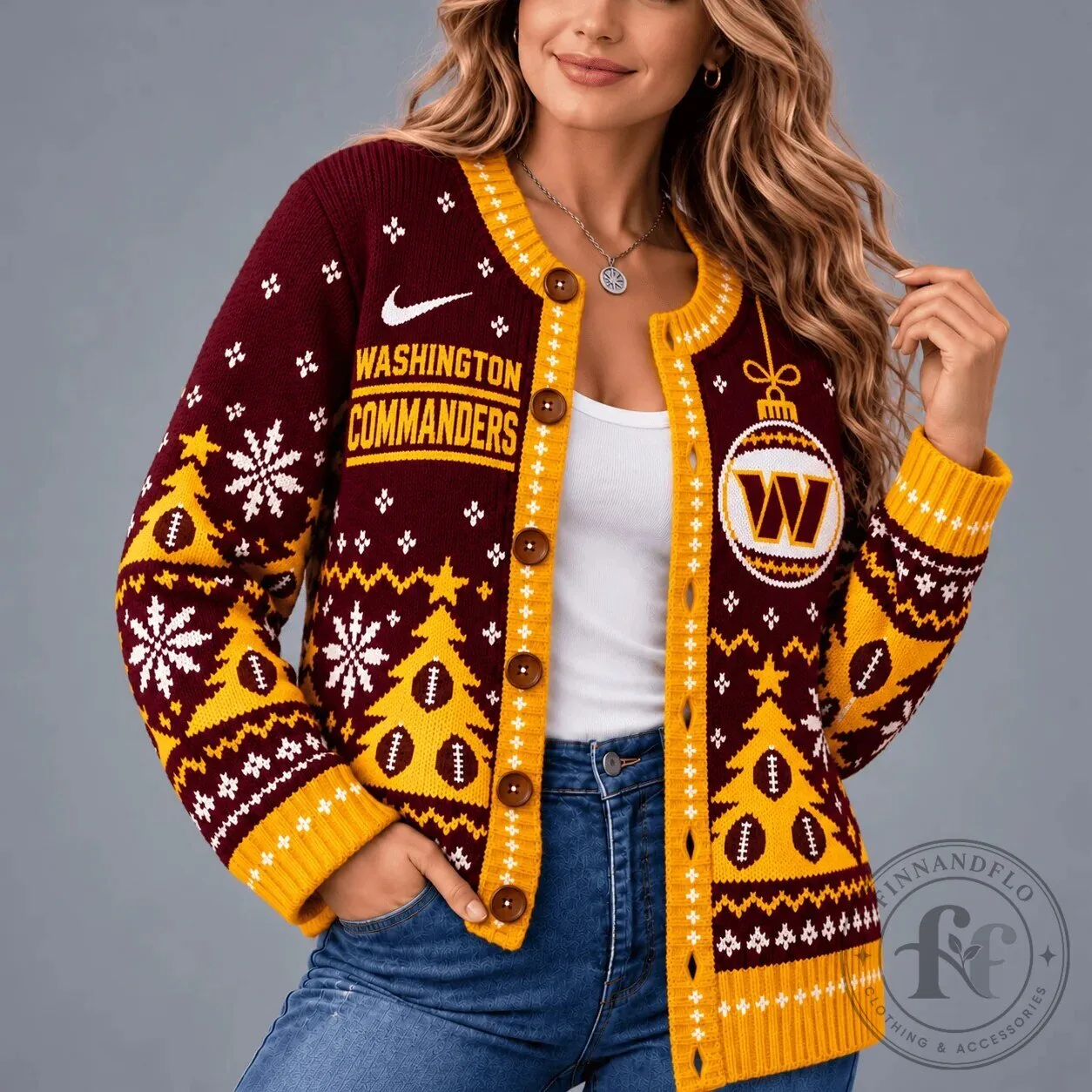 Washington Commanders Christmas Holiday Ugly Sweater Cardigan for Women 8 Washington Commanders Christmas Holiday Ugly Sweater Cardigan for Women