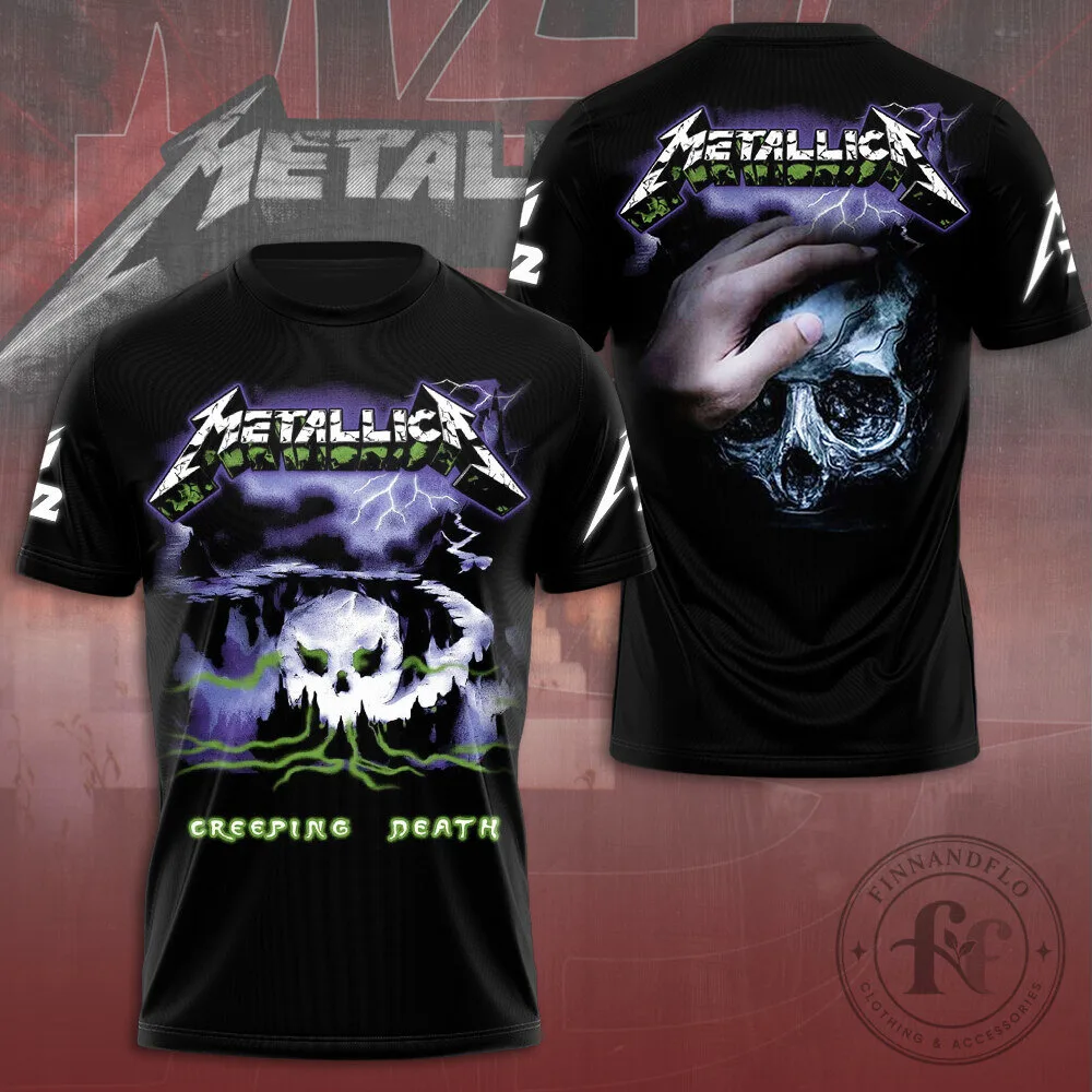 Metallica Creeping Death Skull Graphic Short Sleeve Heavy Metal Band T-Shirt