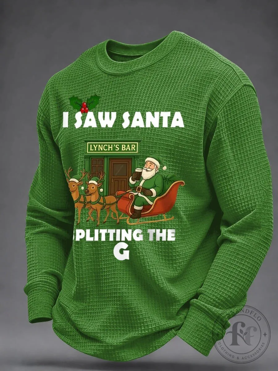 Funny Christmas Santa Claus Splitting The G Lynch's Bar Green Sweatshirt 2 Funny Christmas Santa Claus Splitting The G Lynch's Bar Green Sweatshirt