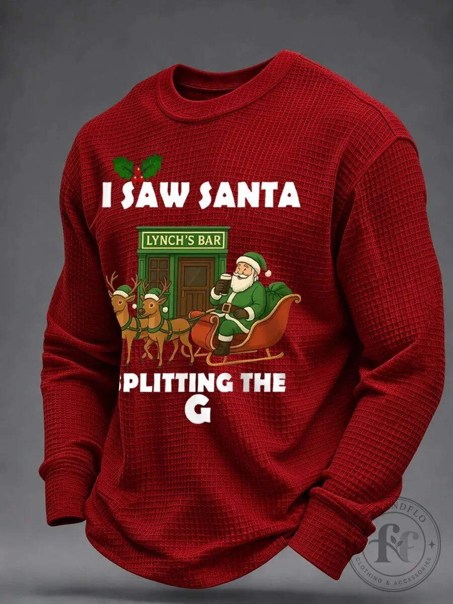 Funny Christmas Santa Claus Splitting The G Lynch's Bar Green Sweatshirt 9 Funny Christmas Santa Claus Splitting The G Lynch