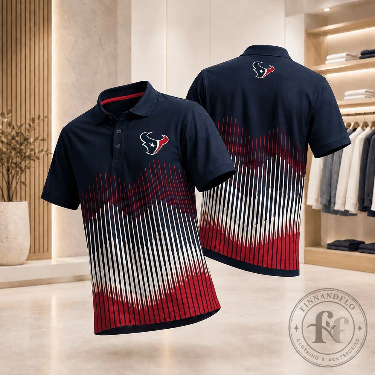 Houston Texans NFL Fan Polo Shirt Dynamic Stripe Design
