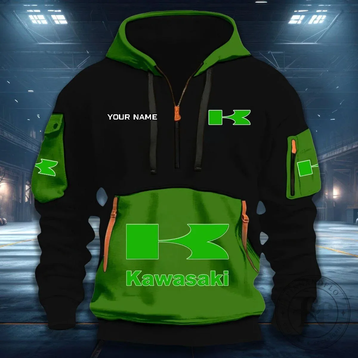 Personalized Kawasaki Motorcycle Racing Team Black and Green Hoodie 4 Personalized Kawasaki Motorcycle Racing Team Black and Green Hoodie
