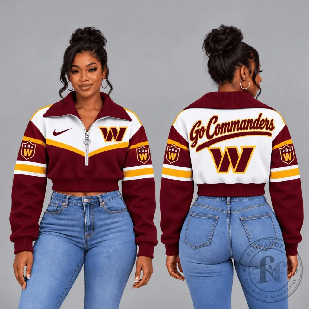Washington Commanders Women's Cropped Quarter-Zip Sweatshirt Washington Commanders Women's Cropped Quarter-Zip Sweatshirt
