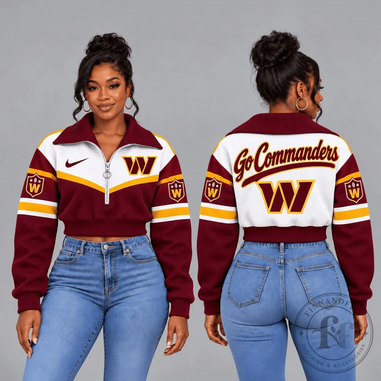 Washington Commanders Women's Cropped Quarter-Zip Sweatshirt