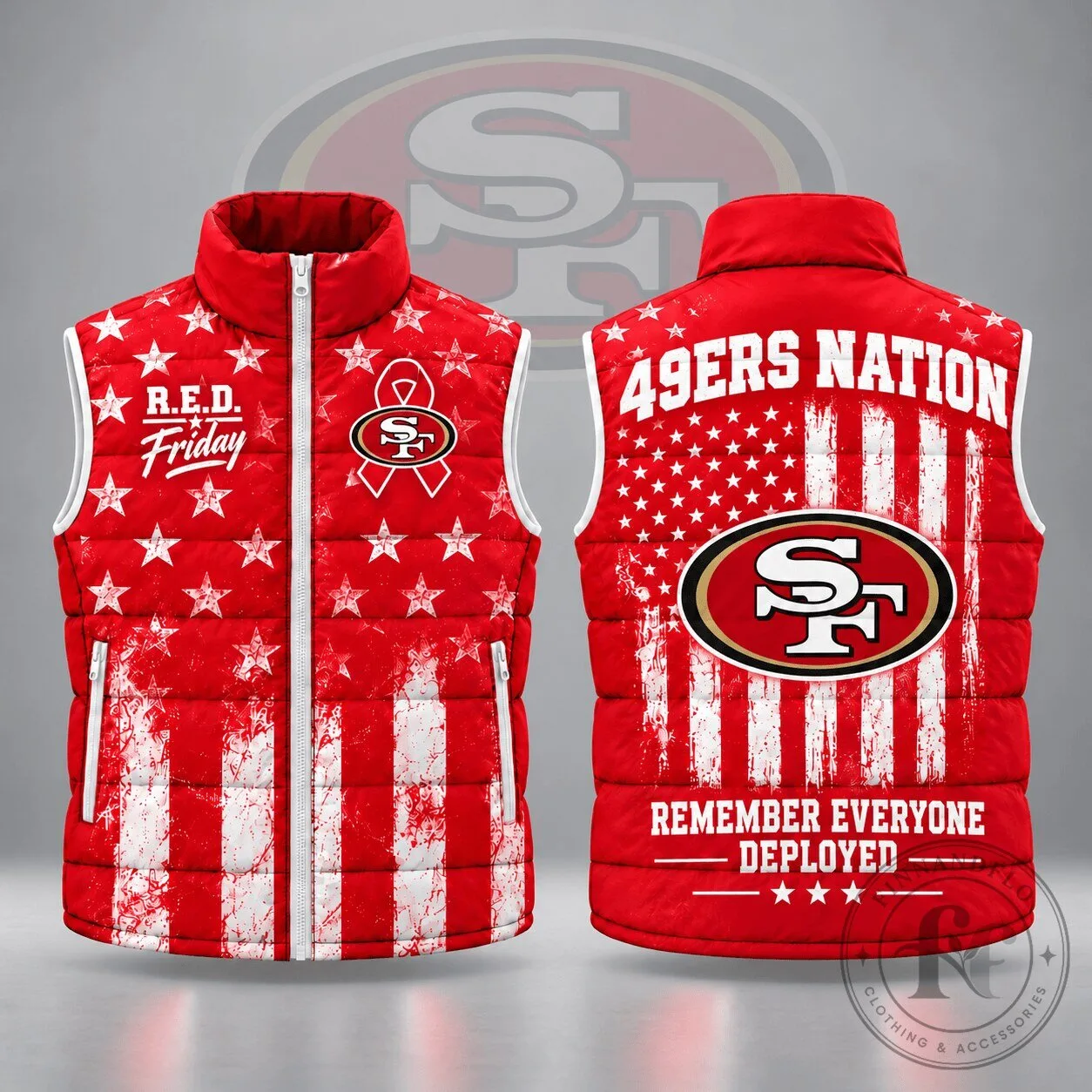 San Francisco 49ers R.E.D. Friday Stars and Stripes Patriotic Puffer Vest