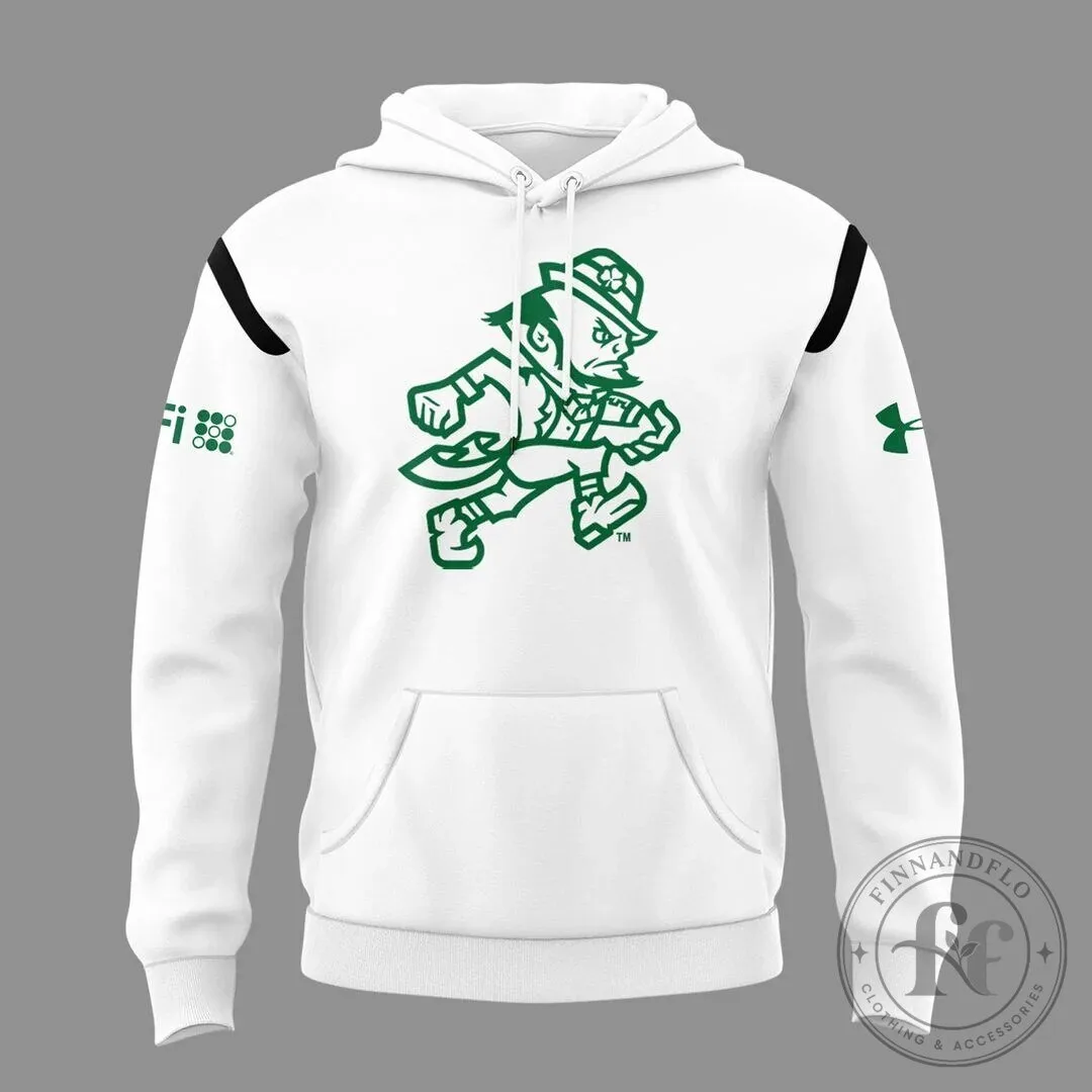 Notre Dame Football Fighting Irish Mascot White Hoodie 8 Notre Dame Football Fighting Irish Mascot White Hoodie