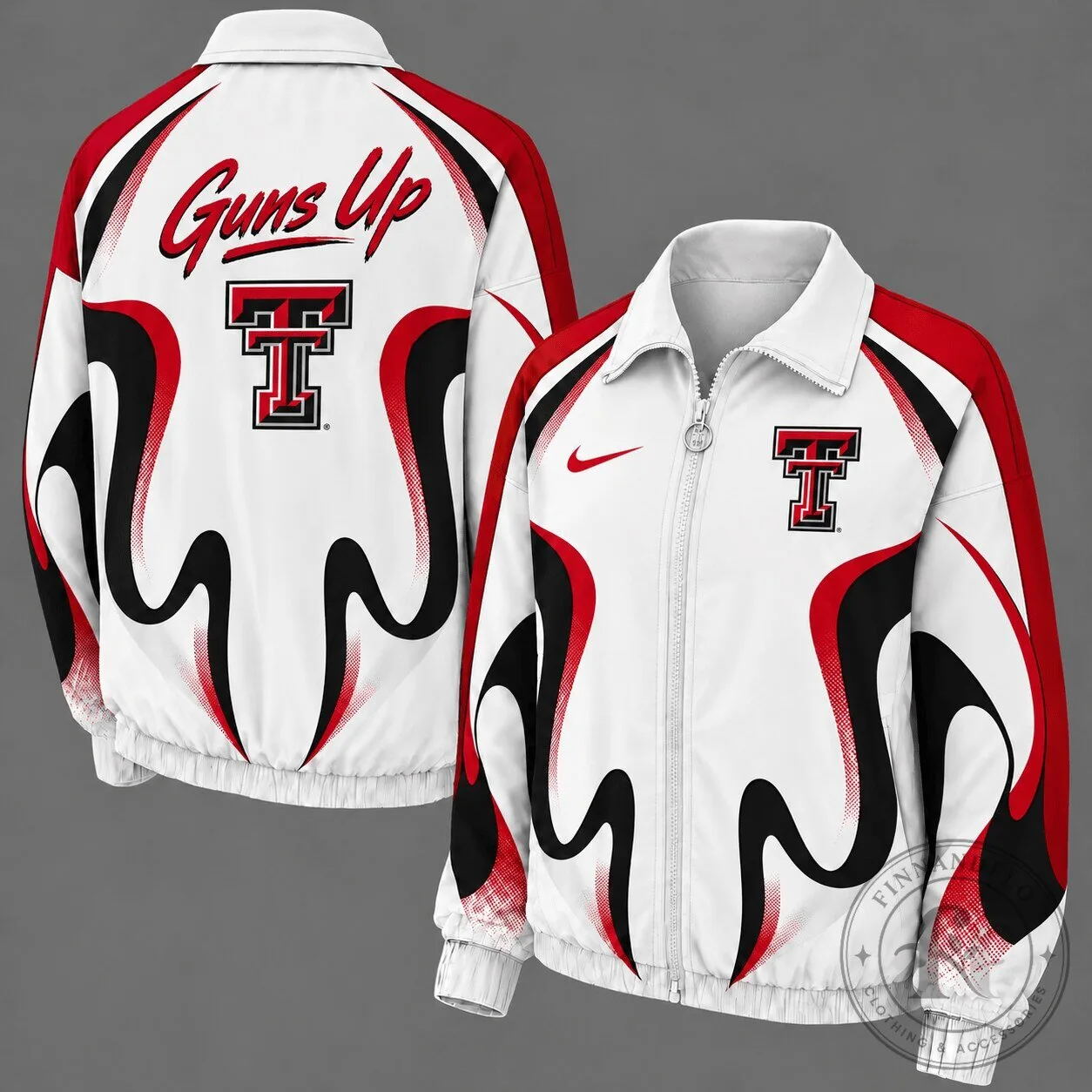 Texas Tech Red Raiders Guns Up Retro Flame Design Windbreaker Jacket