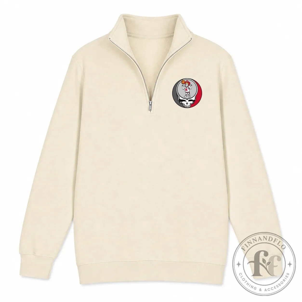Grateful Dead Steal Your Face Quarter-Zip Pullover Sweatshirt - University of Nebraska Merch 1 Grateful Dead Steal Your Face Quarter-Zip Pullover Sweatshirt - University of Nebraska Merch