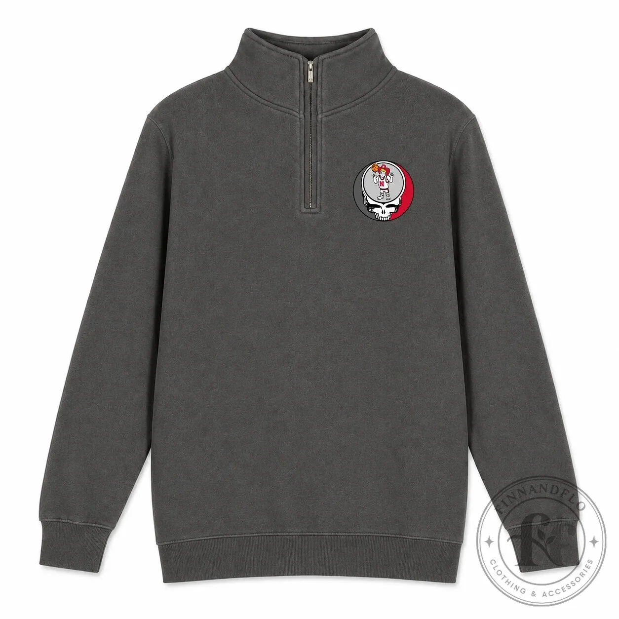 Grateful Dead Steal Your Face Quarter-Zip Pullover Sweatshirt - University of Nebraska Merch 17 Grateful Dead Steal Your Face Quarter-Zip Pullover Sweatshirt - University of Nebraska Merch