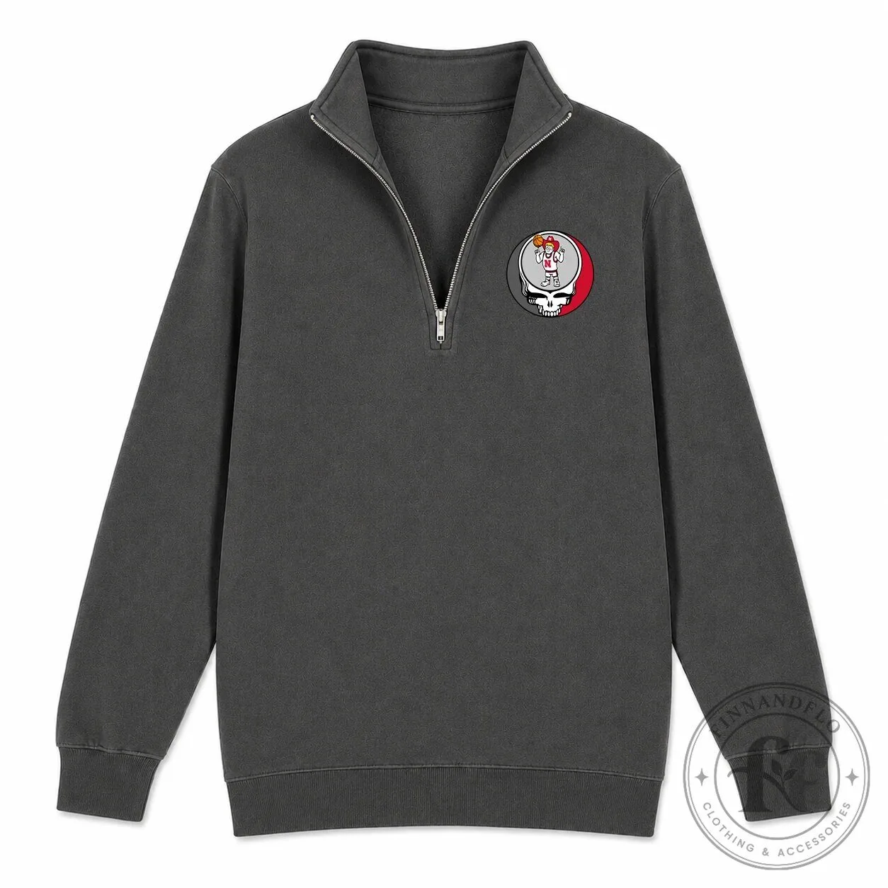 Grateful Dead Steal Your Face Quarter-Zip Pullover Sweatshirt - University of Nebraska Merch 18 Grateful Dead Steal Your Face Quarter-Zip Pullover Sweatshirt - University of Nebraska Merch