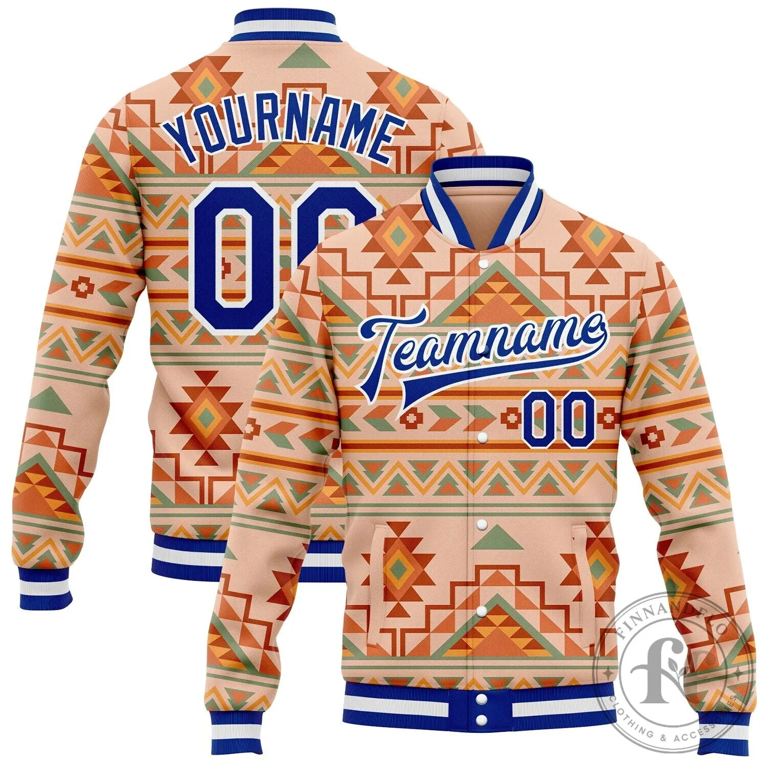 Custom Southwestern Geometric Aztec Bomber Varsity Letterman Jacket
