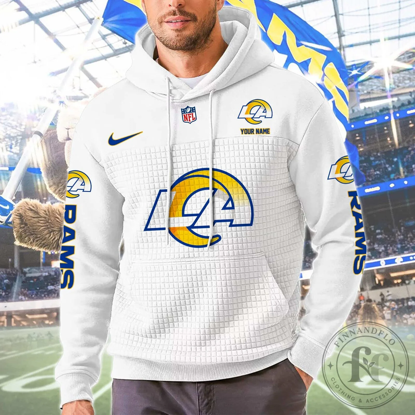 Los Angeles Rams NFL Team Color Block Personalized Pullover Hoodie 11 Los Angeles Rams NFL Team Color Block Personalized Pullover Hoodie