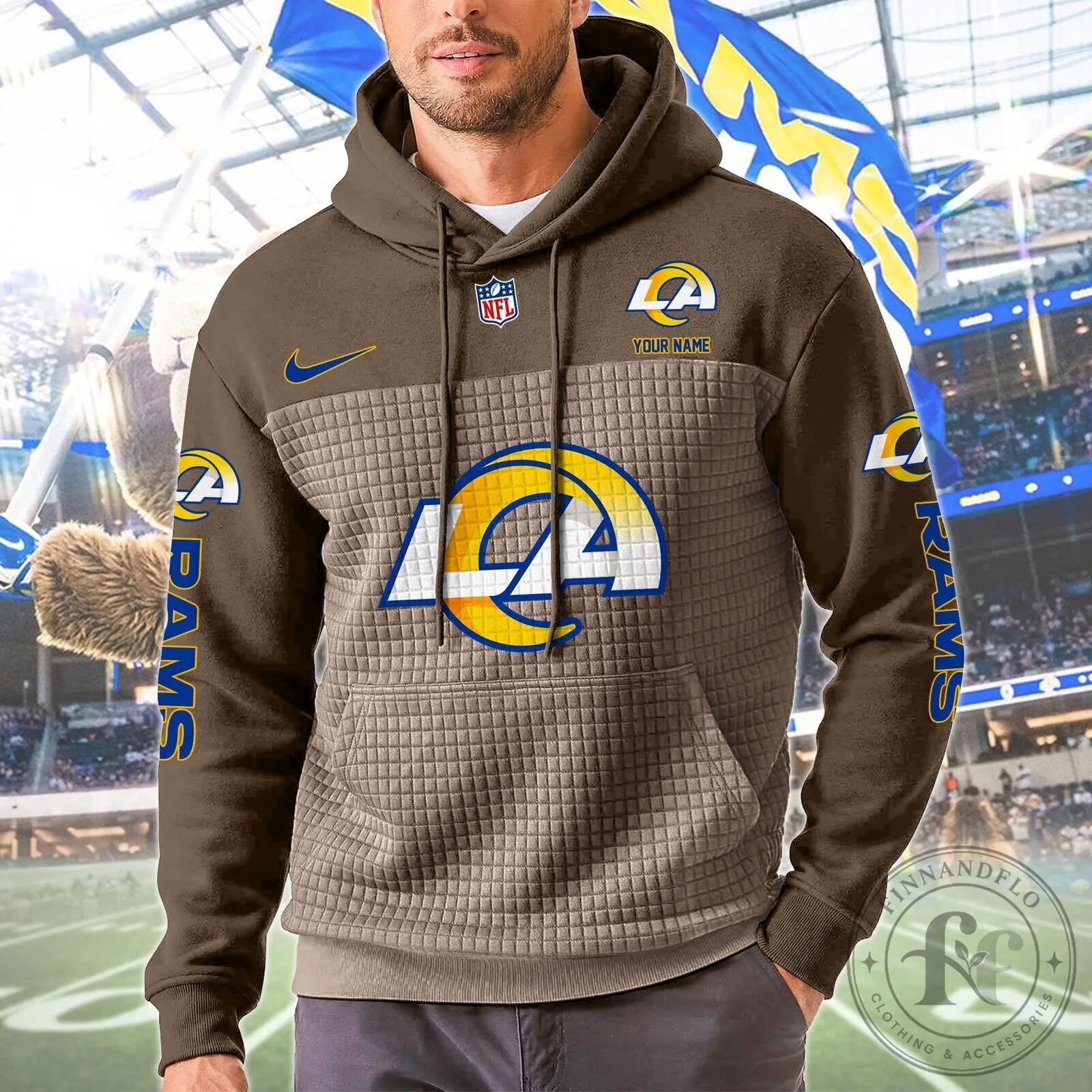 Los Angeles Rams NFL Team Color Block Personalized Pullover Hoodie 14 Los Angeles Rams NFL Team Color Block Personalized Pullover Hoodie
