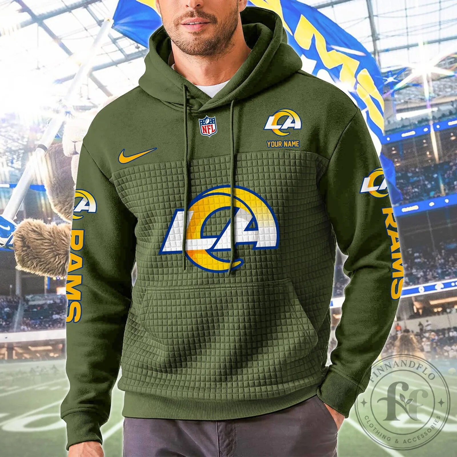 Los Angeles Rams NFL Team Color Block Personalized Pullover Hoodie 15 Los Angeles Rams NFL Team Color Block Personalized Pullover Hoodie