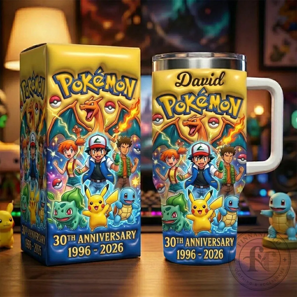 Pokemon 30th Anniversary Personalized Ash Misty Brock Pikachu Charmander Squirtle Tumbler Pokemon 30th Anniversary Personalized Ash Misty Brock Pikachu Charmander Squirtle Tumbler