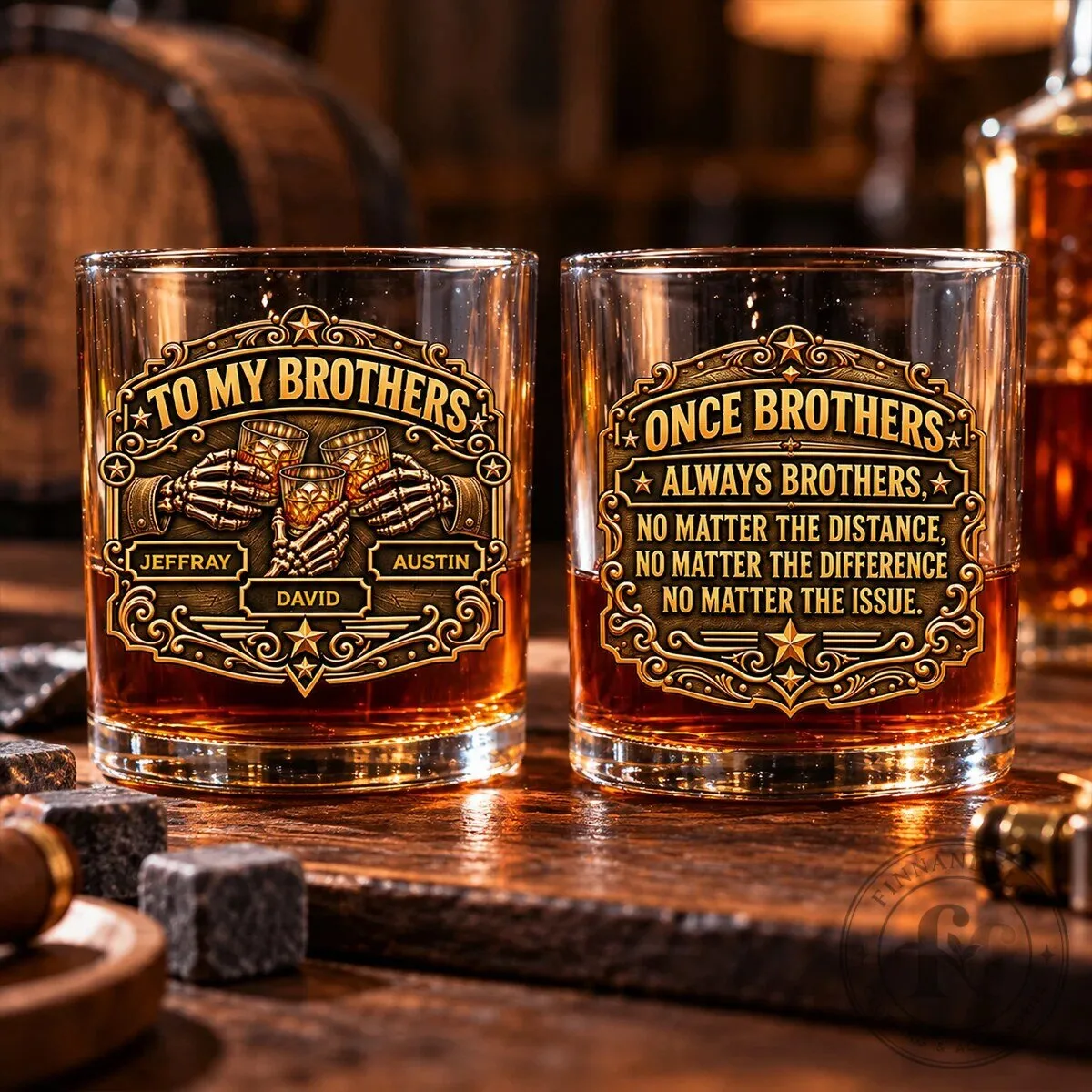 Personalized To My Brothers Once Brothers Always Brothers Whiskey Glass