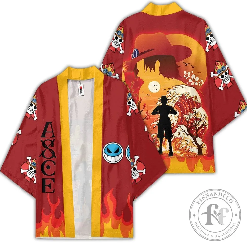 One Piece Portgas D Ace Fire Fist Kimono Cardigan Jacket