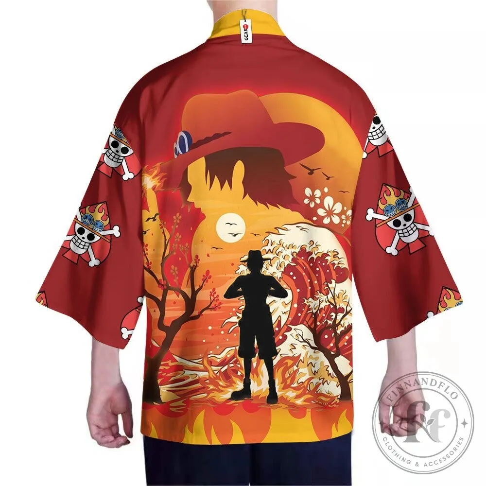 One Piece Portgas D Ace Fire Fist Kimono Cardigan Jacket 9 One Piece Portgas D Ace Fire Fist Kimono Cardigan Jacket