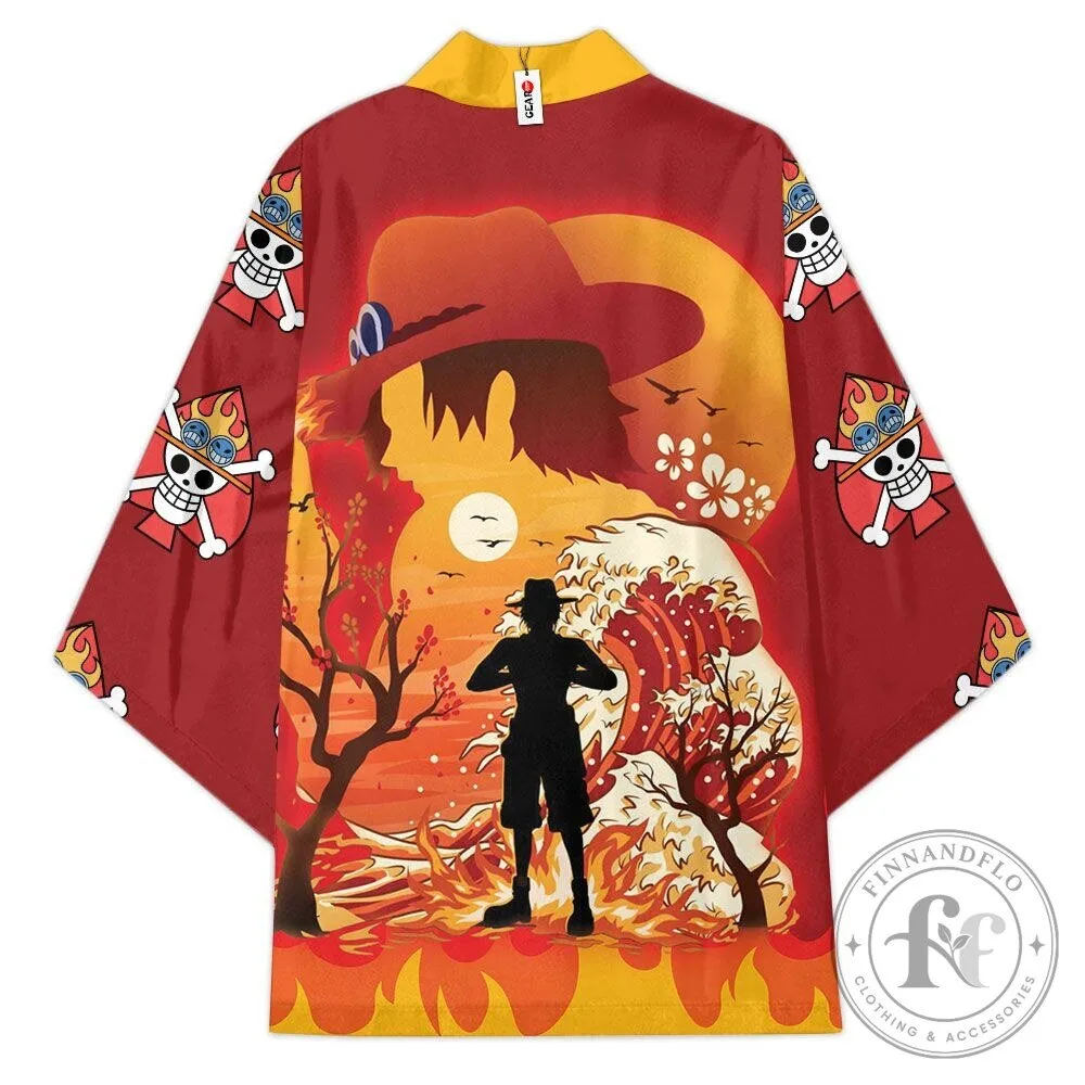 One Piece Portgas D Ace Fire Fist Kimono Cardigan Jacket 10 One Piece Portgas D Ace Fire Fist Kimono Cardigan Jacket