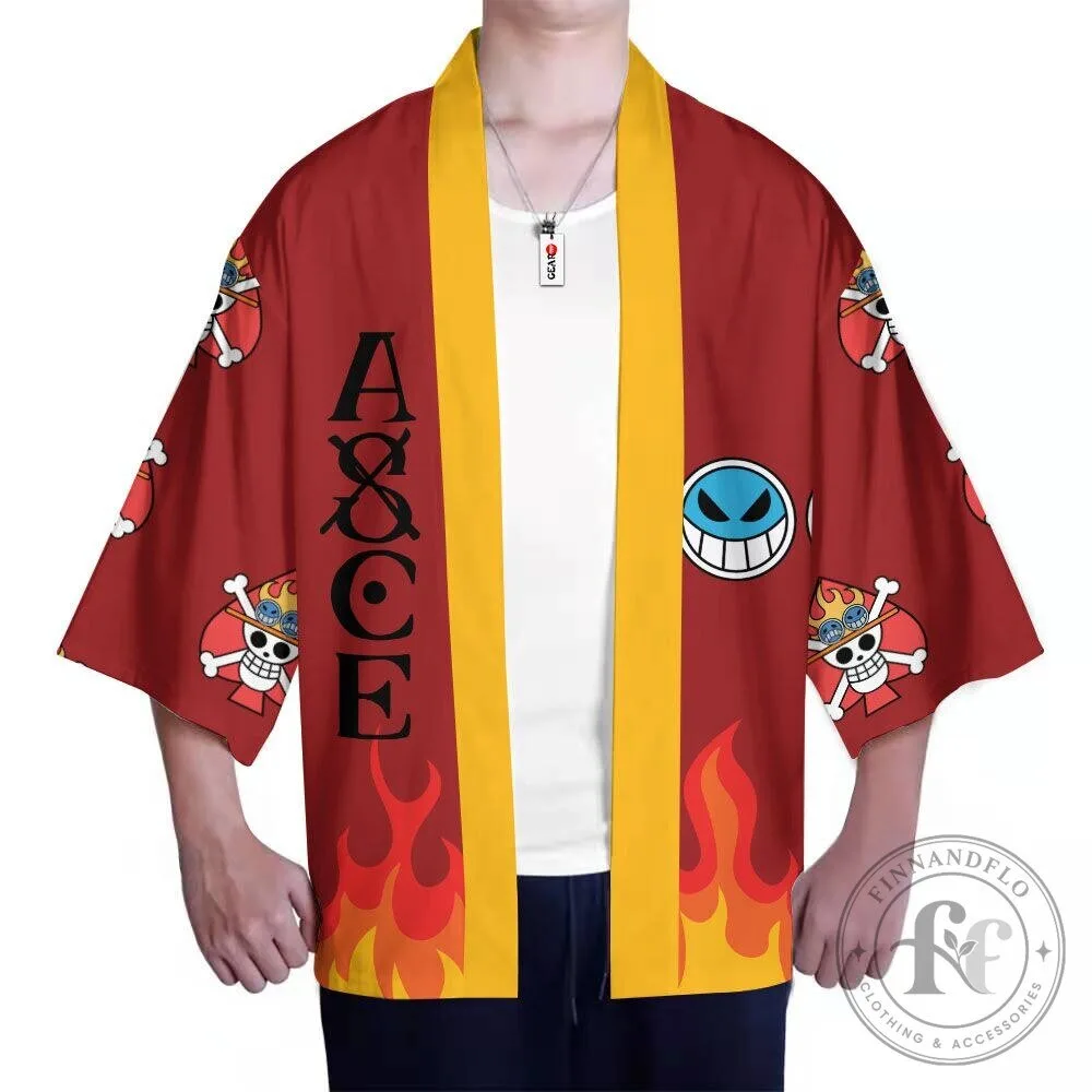One Piece Portgas D Ace Fire Fist Kimono Cardigan Jacket 11 One Piece Portgas D Ace Fire Fist Kimono Cardigan Jacket