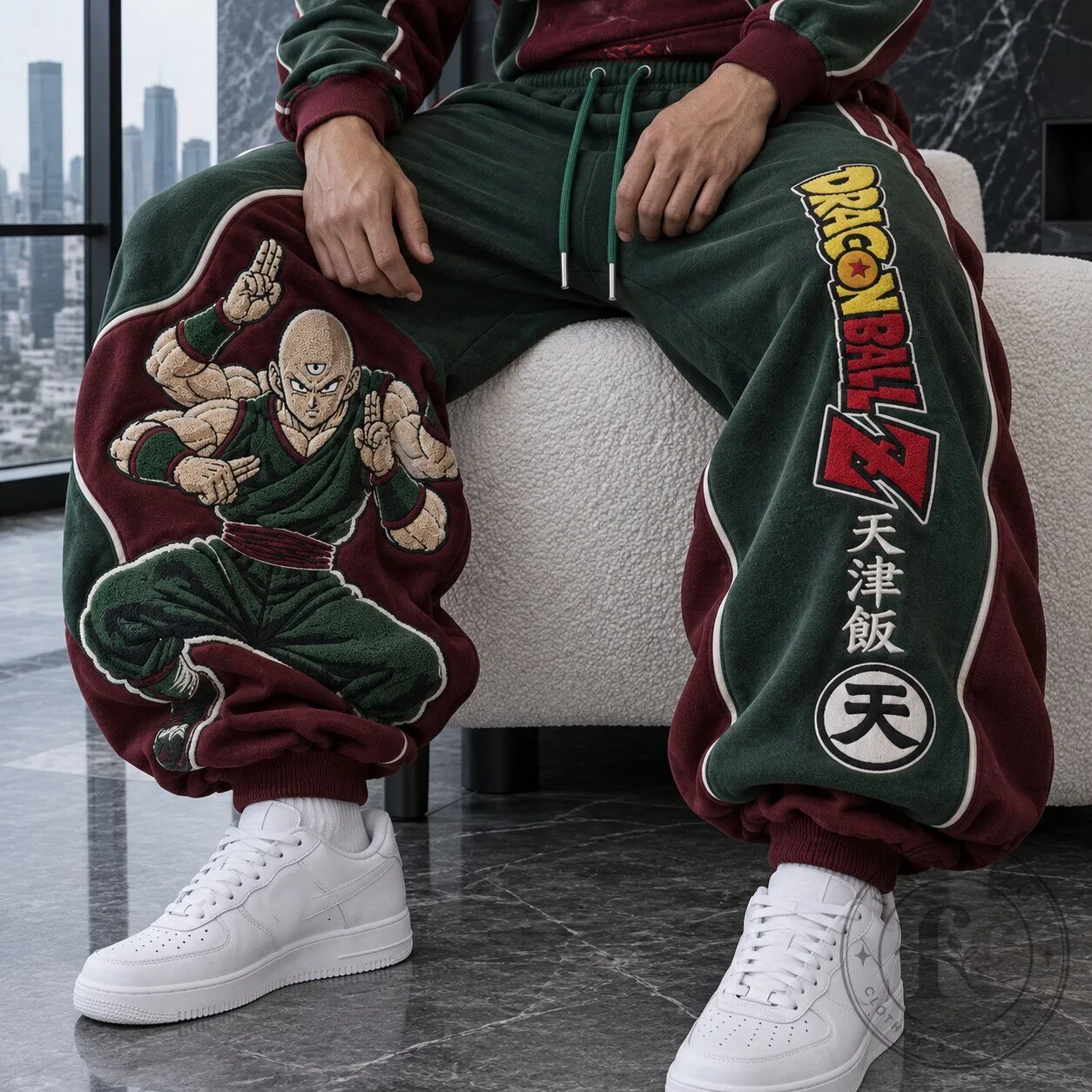Dragon Ball Z Tien Shinhan Embroidered Oversized Sweatpants