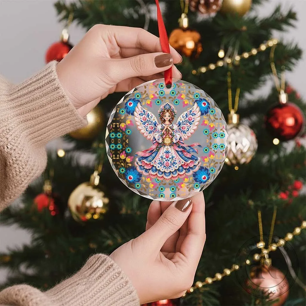 Polish Folk Angel Christmas Heart Ornament with Floral Pattern Design 11 Polish Folk Angel Christmas Heart Ornament with Floral Pattern Design