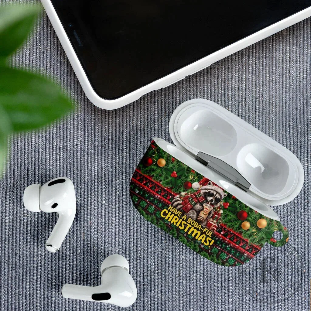 Christmas Raccoon Drinking Bubble Tea AirPods Case Funny Holiday Gift 11 Christmas Raccoon Drinking Bubble Tea AirPods Case Funny Holiday Gift