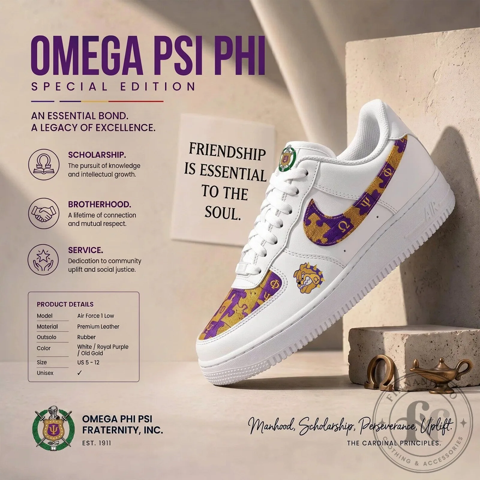 Omega Psi Phi Fraternity Air Force One Low Top Sneakers