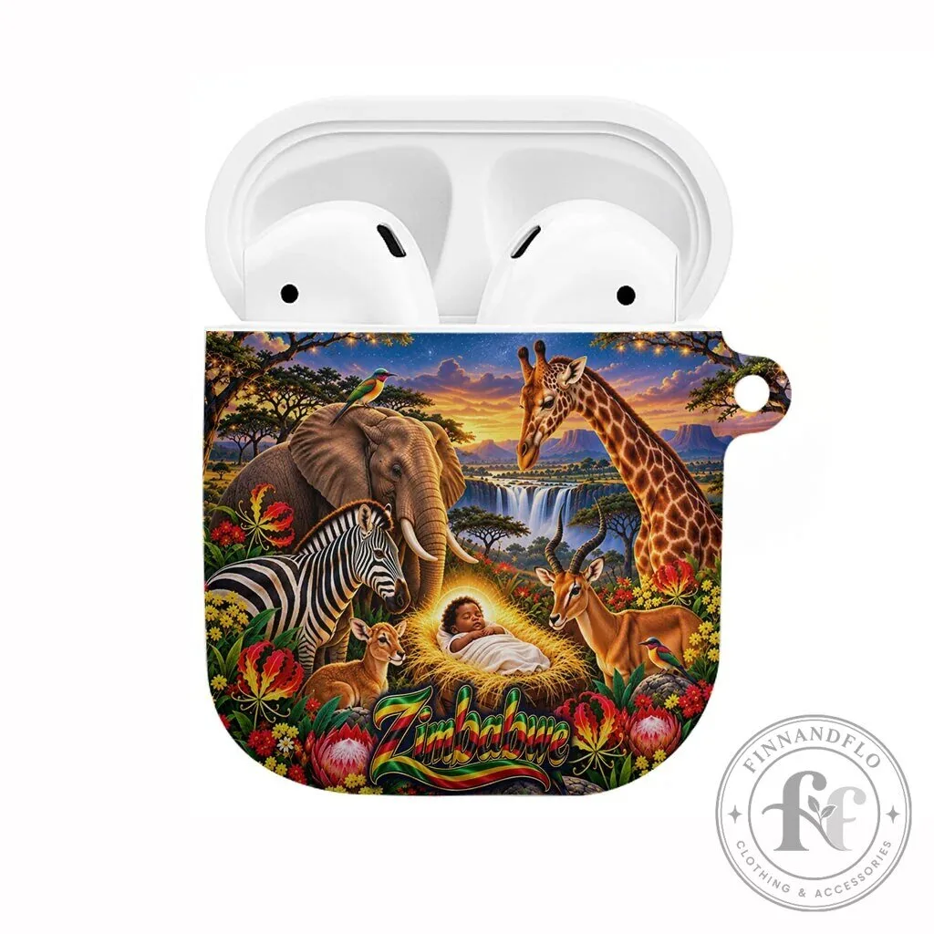 Zimbabwe Christmas Holy Family Safari Wildlife Nativity Baby Jesus AirPods Case