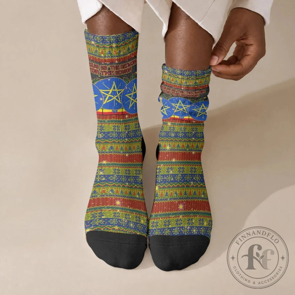 Ethiopian Melkam Genna Christmas Jesus Christ Crew Socks