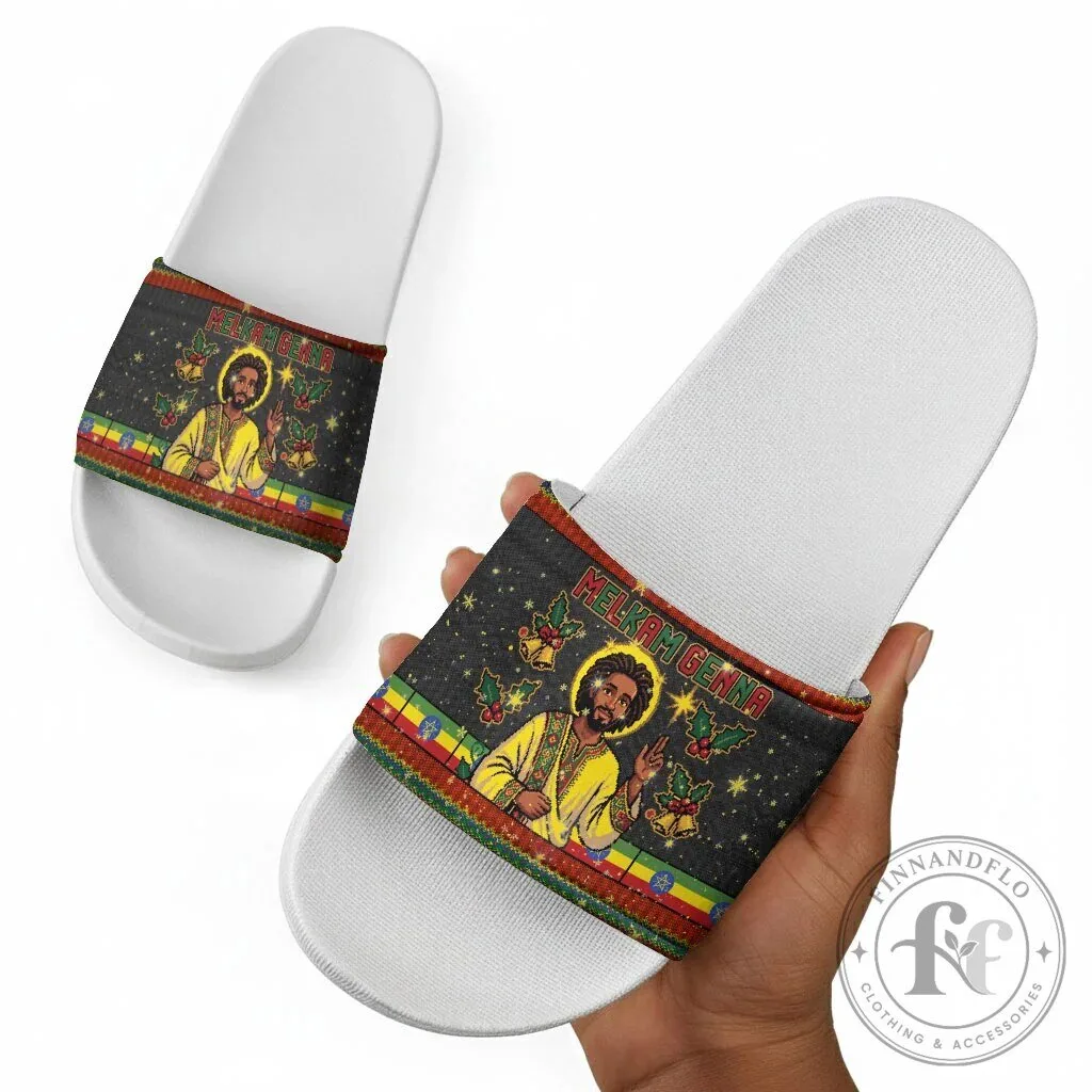 Ethiopian Melkam Genna Jesus Christ Christmas Holiday Slide Sandals 13 Ethiopian Melkam Genna Jesus Christ Christmas Holiday Slide Sandals
