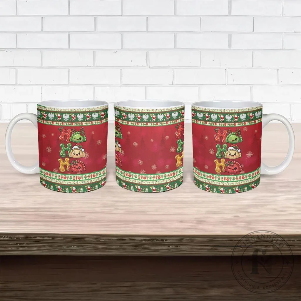 Cute Christmas Pierogi Ho Ho Ho Holiday Pattern White Ceramic Mug 11 Cute Christmas Pierogi Ho Ho Ho Holiday Pattern White Ceramic Mug